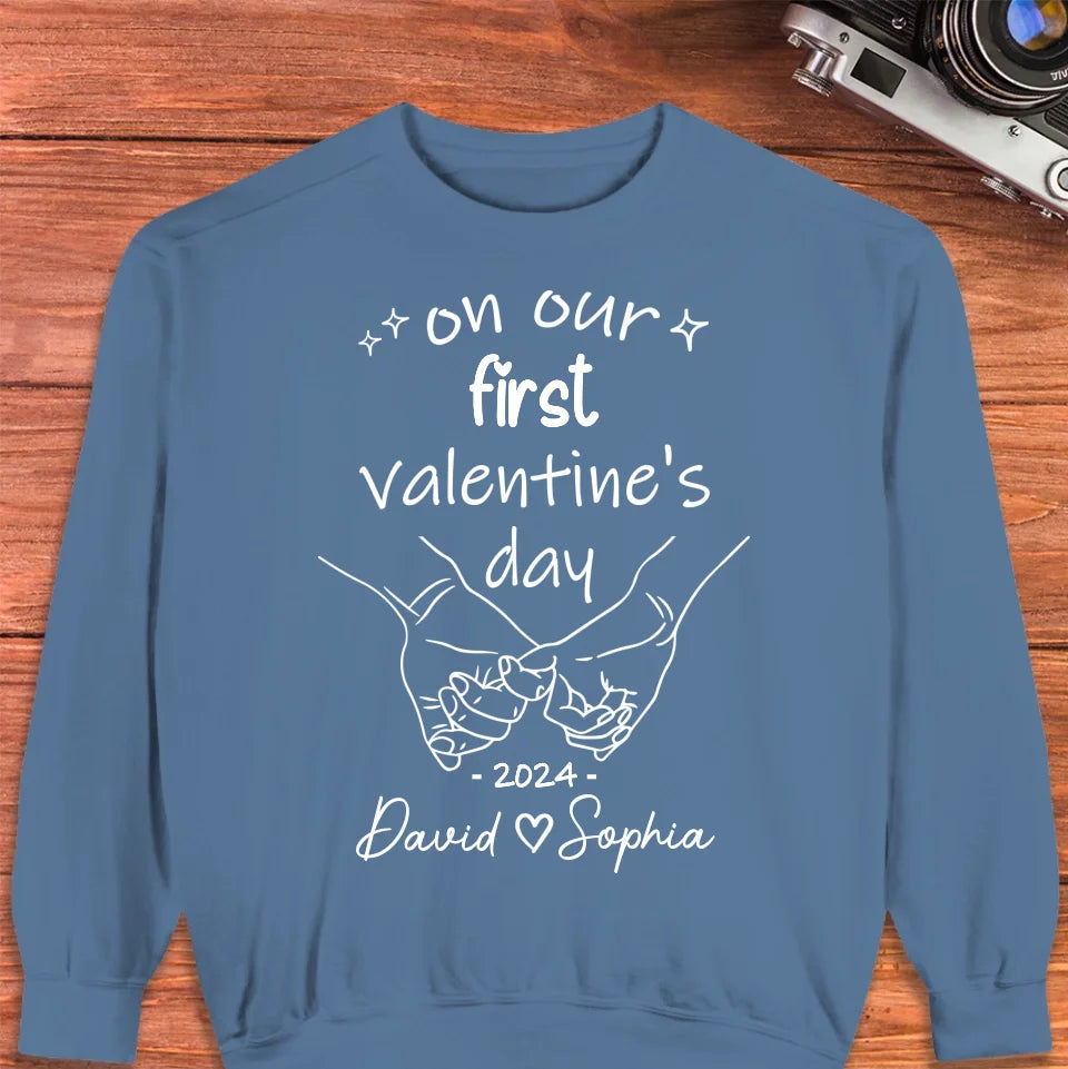 A Day To Remember: Our First Valentine's- Personalized Gifts For Couples - Unisex Sweater