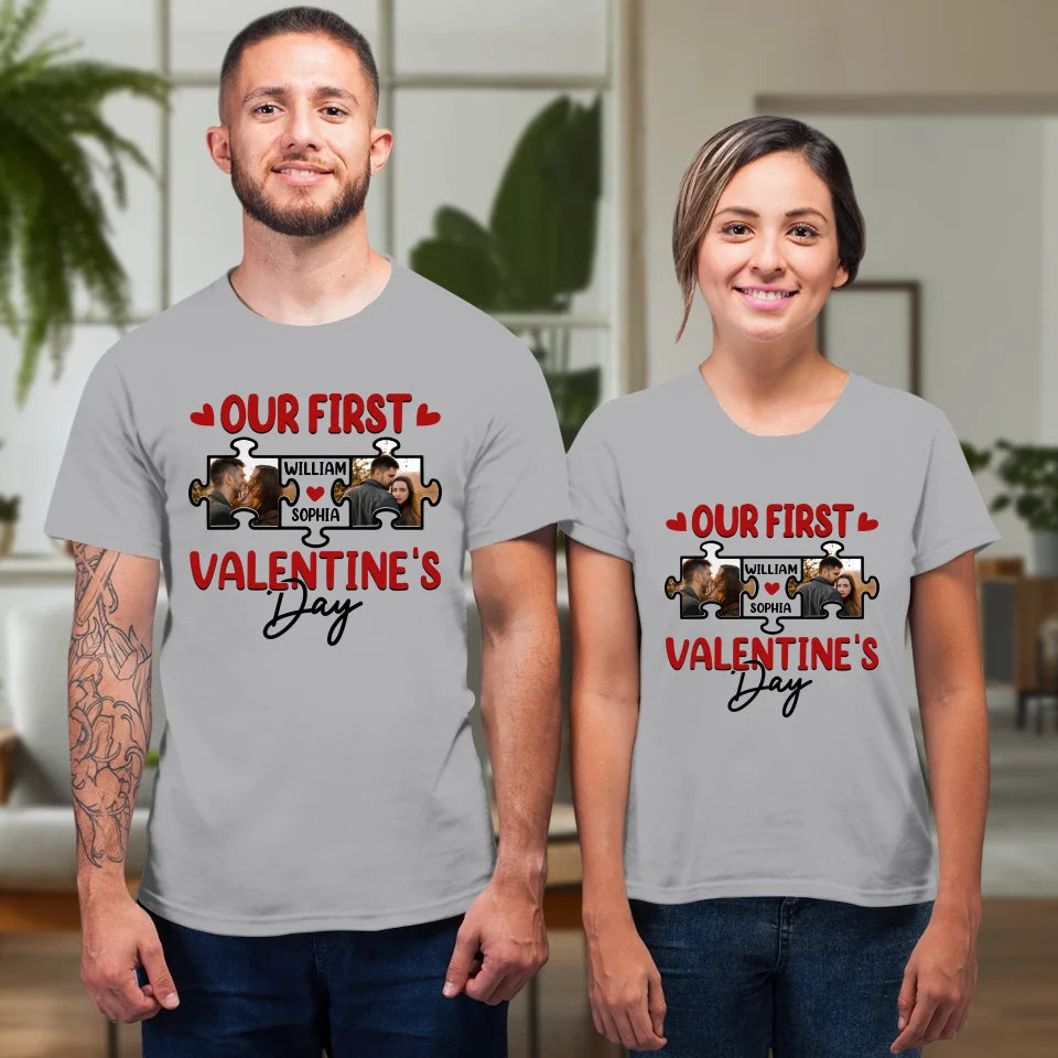 A Day In Love: Our Valentine's Celebration - Personalized Gifts For Couples - Unisex T-Shirt