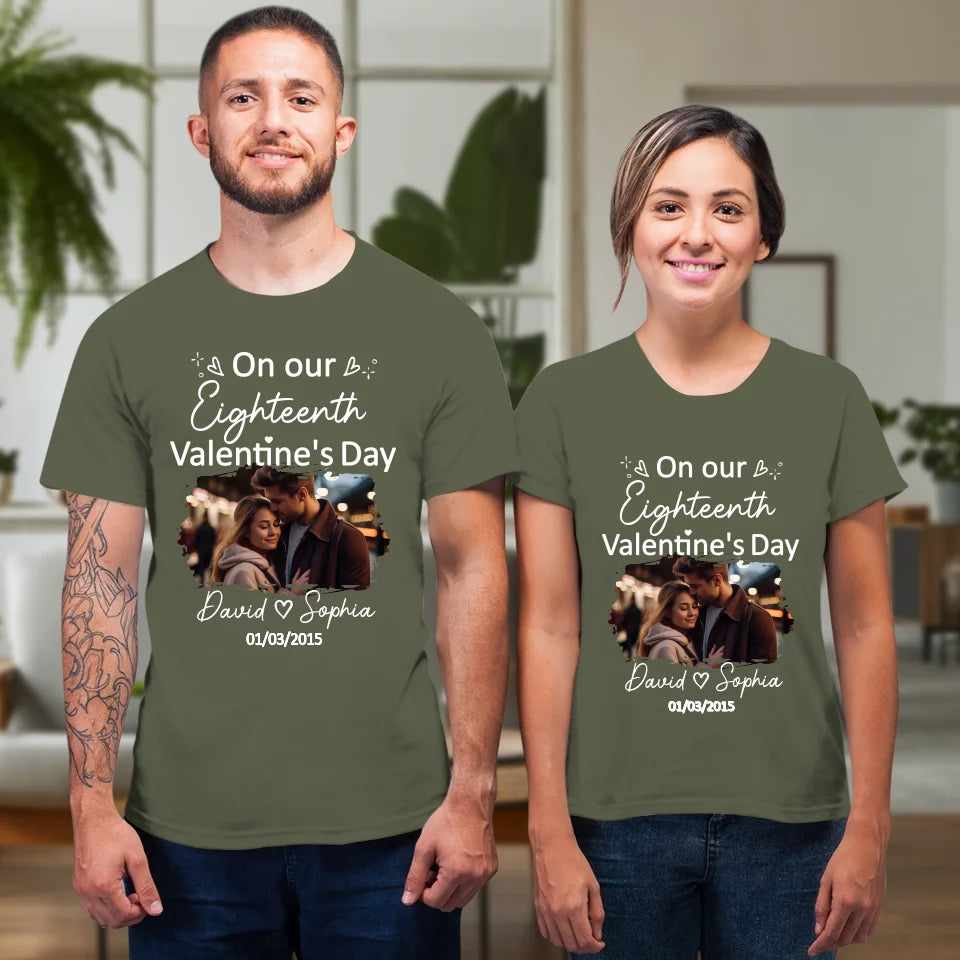 Celebrating Valentine's Day Together: Our Love - Personalized Gifts For Couples - Unisex T-Shirt