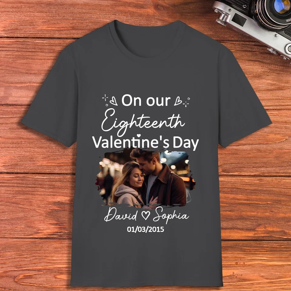 Celebrating Valentine's Day Together: Our Love - Personalized Gifts For Couples - Unisex T-Shirt