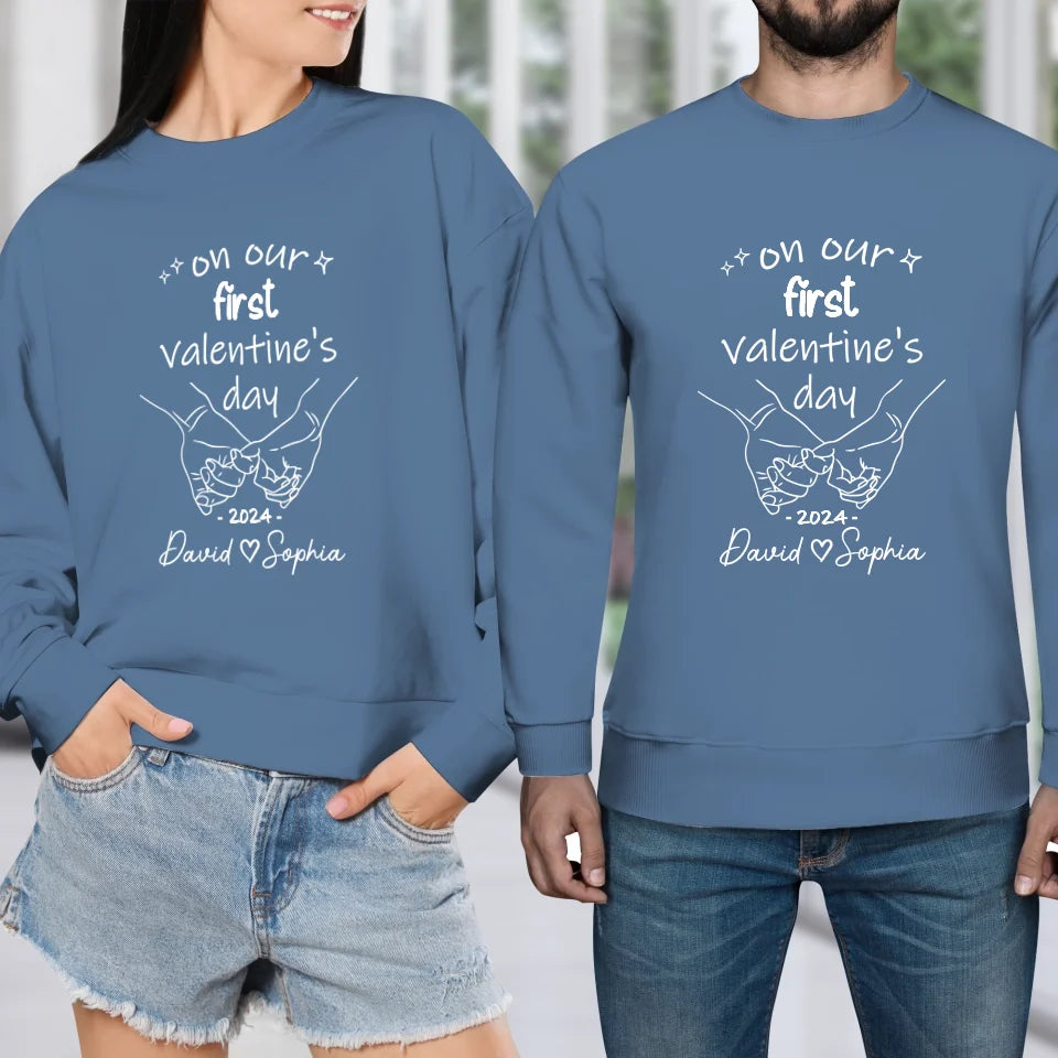 A Day To Remember: Our First Valentine's- Personalized Gifts For Couples - Unisex Sweater