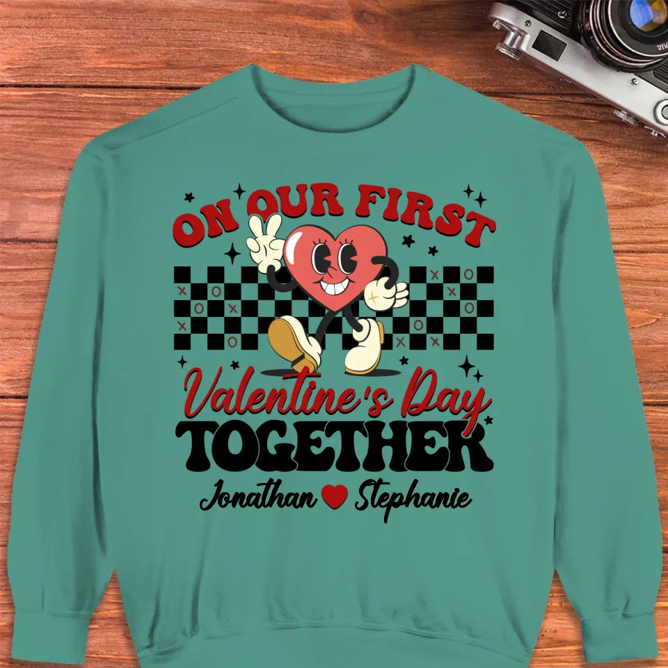 Marking Our First Valentine's Day With Love - Personalized Gifts For Couples - Unisex Sweater