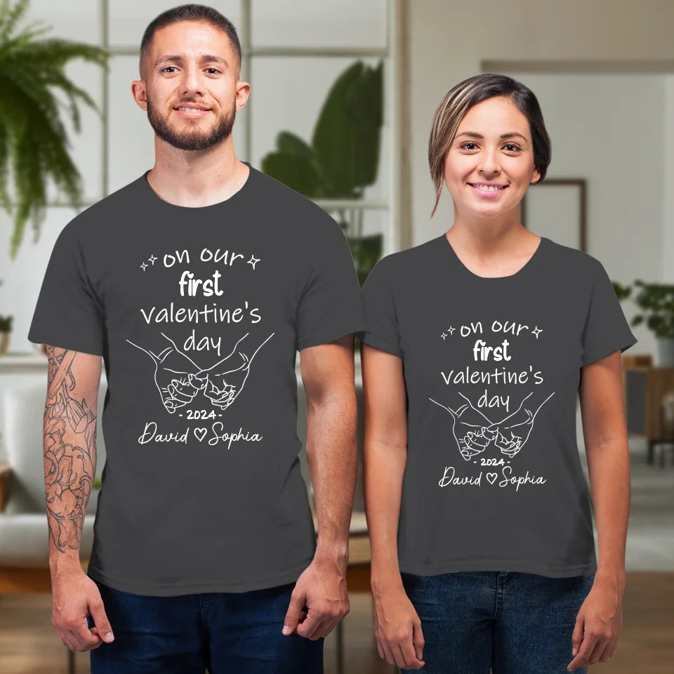 A Day To Remember: Our First Valentine's - Personalized Gifts For Couples - Unisex T-Shirt