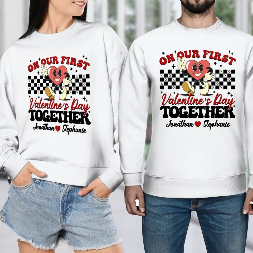 Marking Our First Valentine's Day With Love - Personalized Gifts For Couples - Unisex Sweater