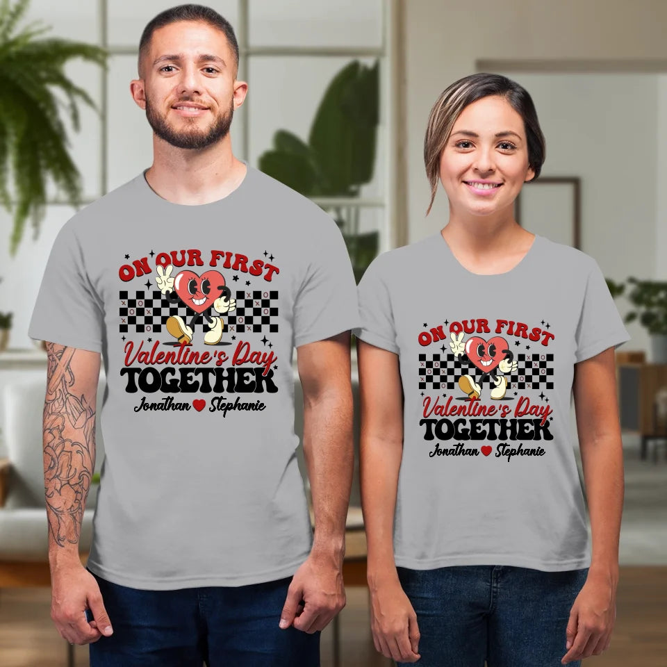 Marking Our First Valentine's Day With Love - Personalized Gifts For Couples - Unisex T-Shirt