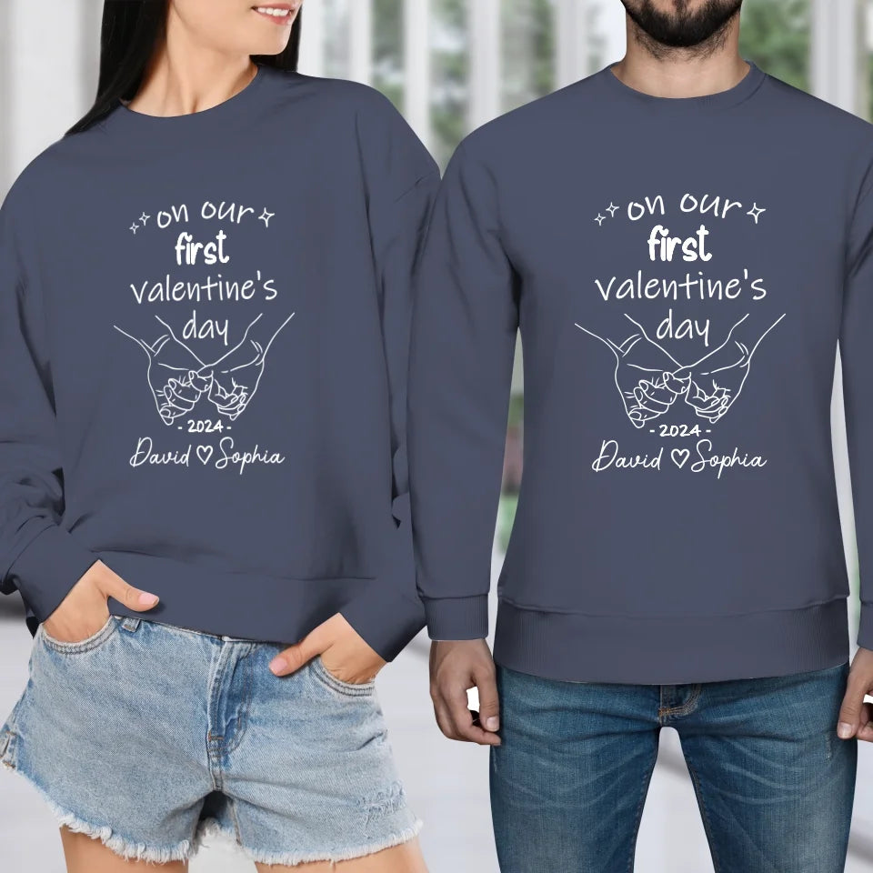 A Day To Remember: Our First Valentine's- Personalized Gifts For Couples - Unisex Sweater