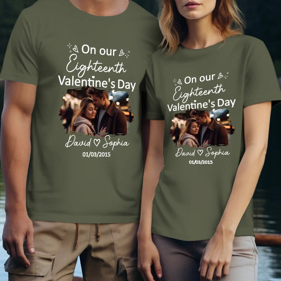 Celebrating Valentine's Day Together: Our Love - Personalized Gifts For Couples - Unisex T-Shirt