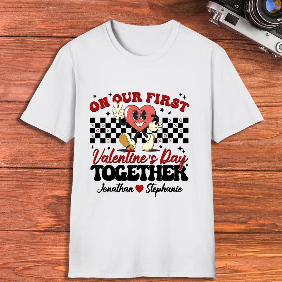 Marking Our First Valentine's Day With Love - Personalized Gifts For Couples - Unisex T-Shirt