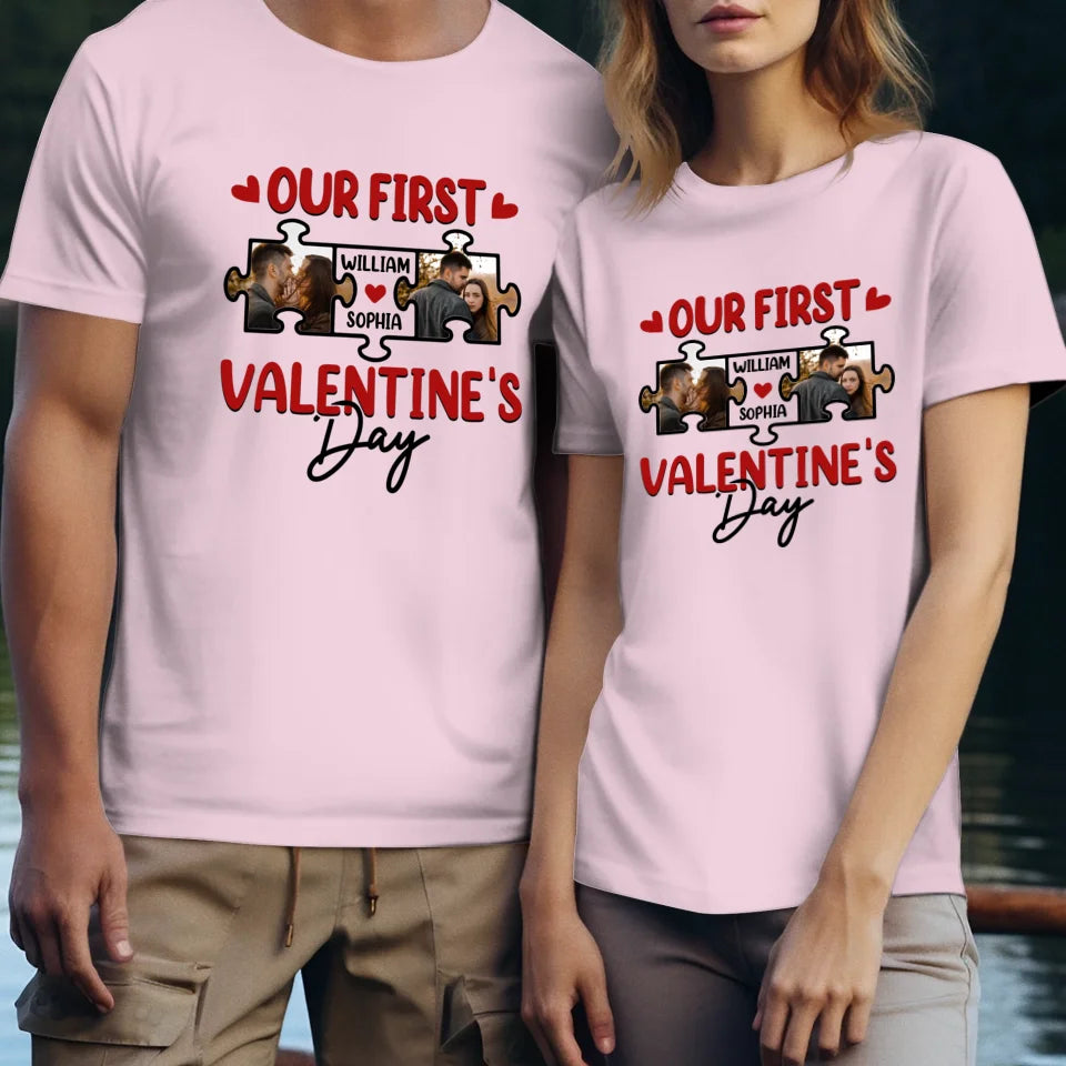 A Day In Love: Our Valentine's Celebration - Personalized Gifts For Couples - Unisex T-Shirt