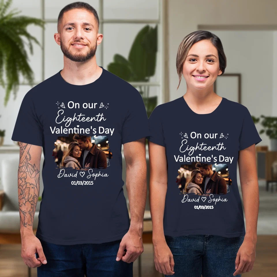 Celebrating Valentine's Day Together: Our Love - Personalized Gifts For Couples - Unisex T-Shirt