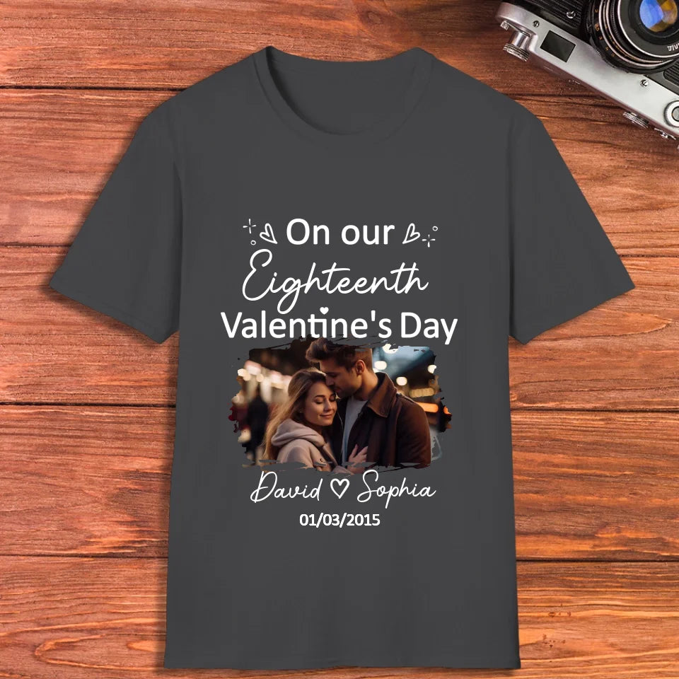 Celebrating Valentine's Day Together: Our Love - Personalized Gifts For Couples - Unisex T-Shirt