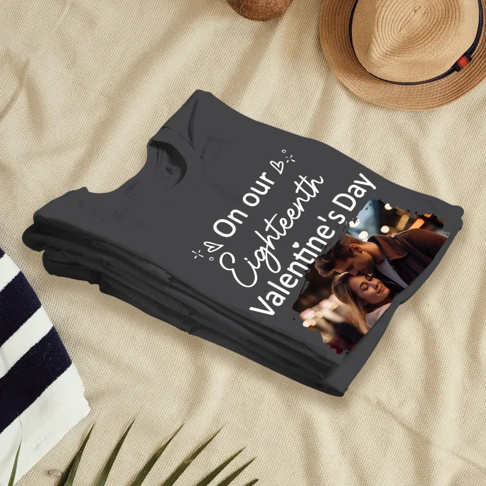 Celebrating Valentine's Day Together: Our Love - Personalized Gifts For Couples - Unisex T-Shirt