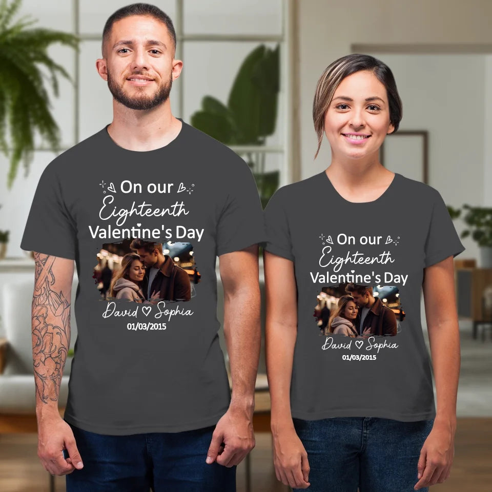 Celebrating Valentine's Day Together: Our Love - Personalized Gifts For Couples - Unisex T-Shirt