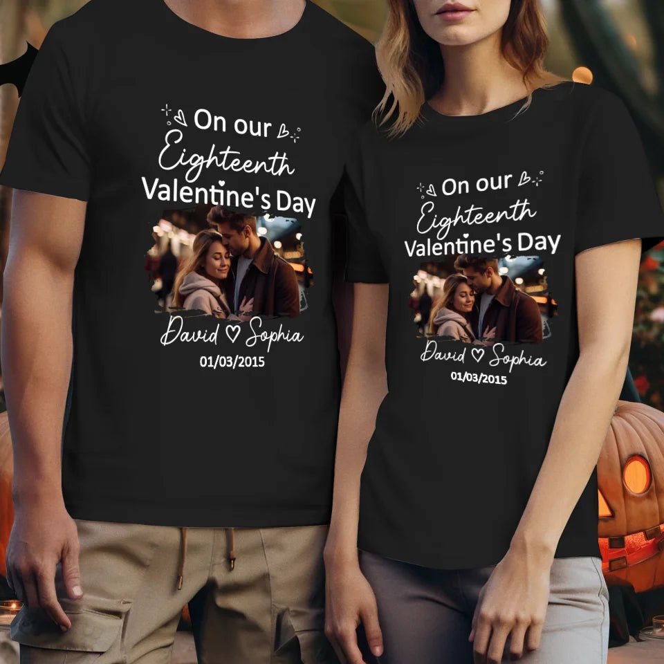 Celebrating Valentine's Day Together: Our Love - Personalized Gifts For Couples - Unisex T-Shirt