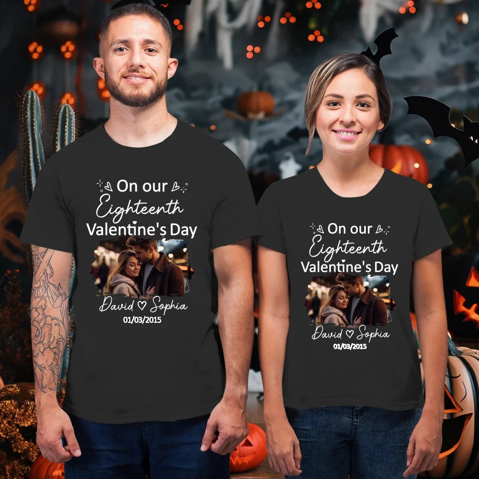 Celebrating Valentine's Day Together: Our Love - Personalized Gifts For Couples - Unisex T-Shirt