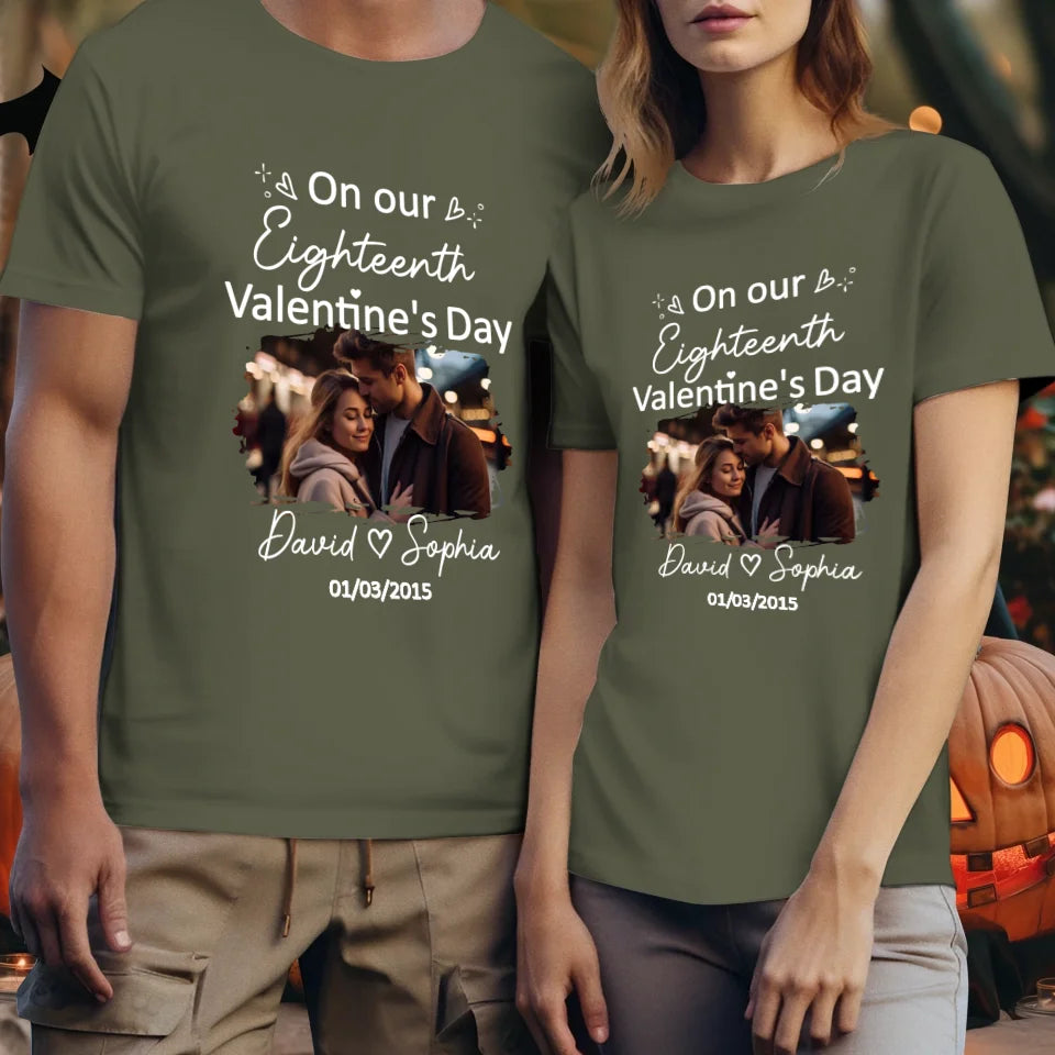 Celebrating Valentine's Day Together: Our Love - Personalized Gifts For Couples - Unisex T-Shirt