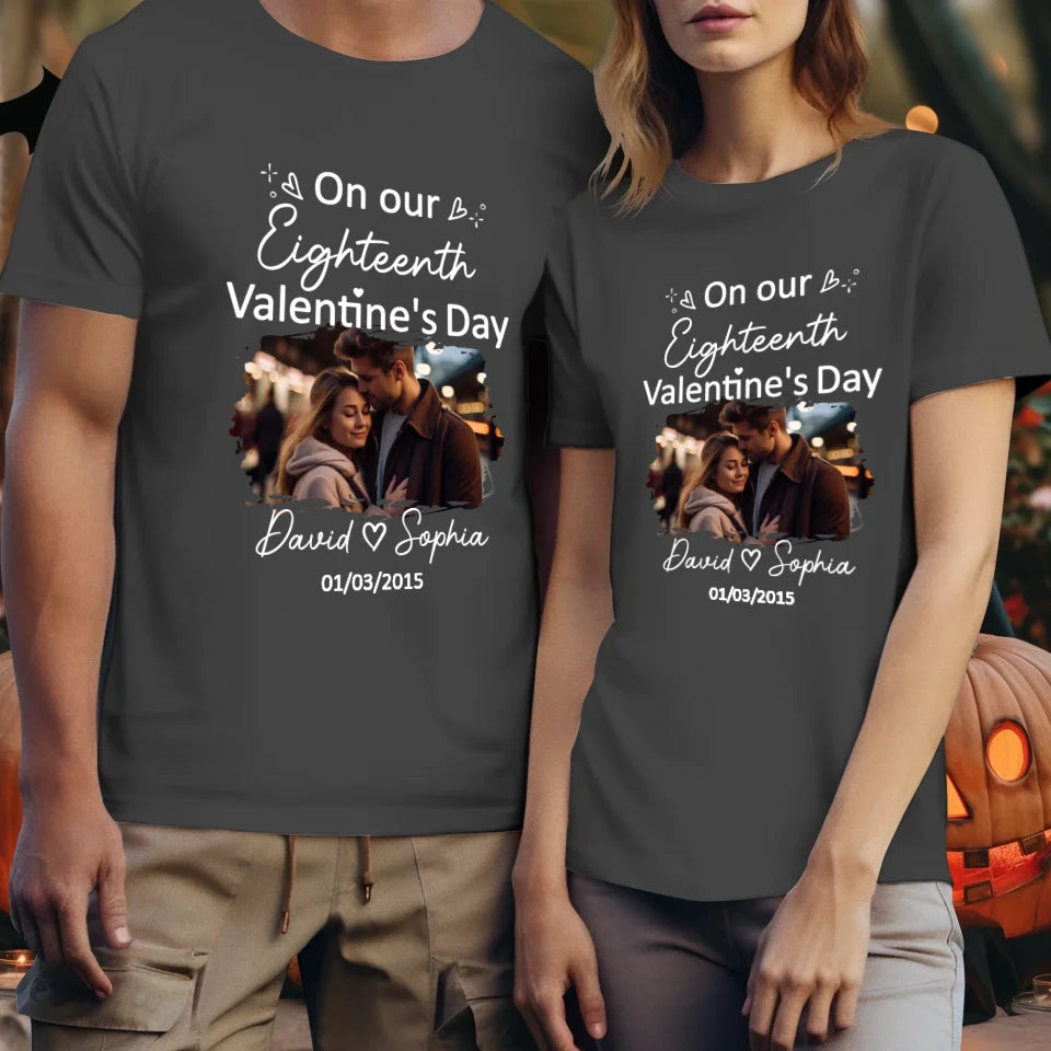 Celebrating Valentine's Day Together: Our Love - Personalized Gifts For Couples - Unisex T-Shirt