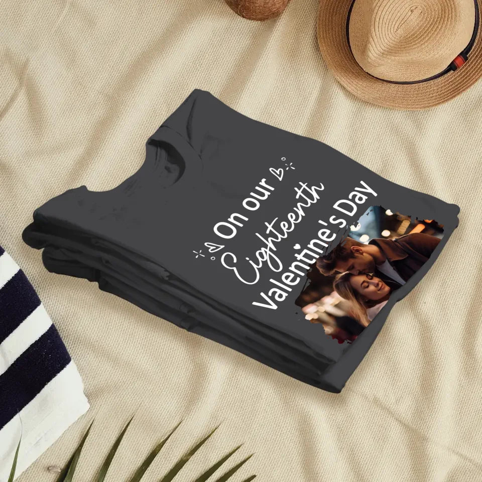 Celebrating Valentine's Day Together: Our Love - Personalized Gifts For Couples - Unisex T-Shirt