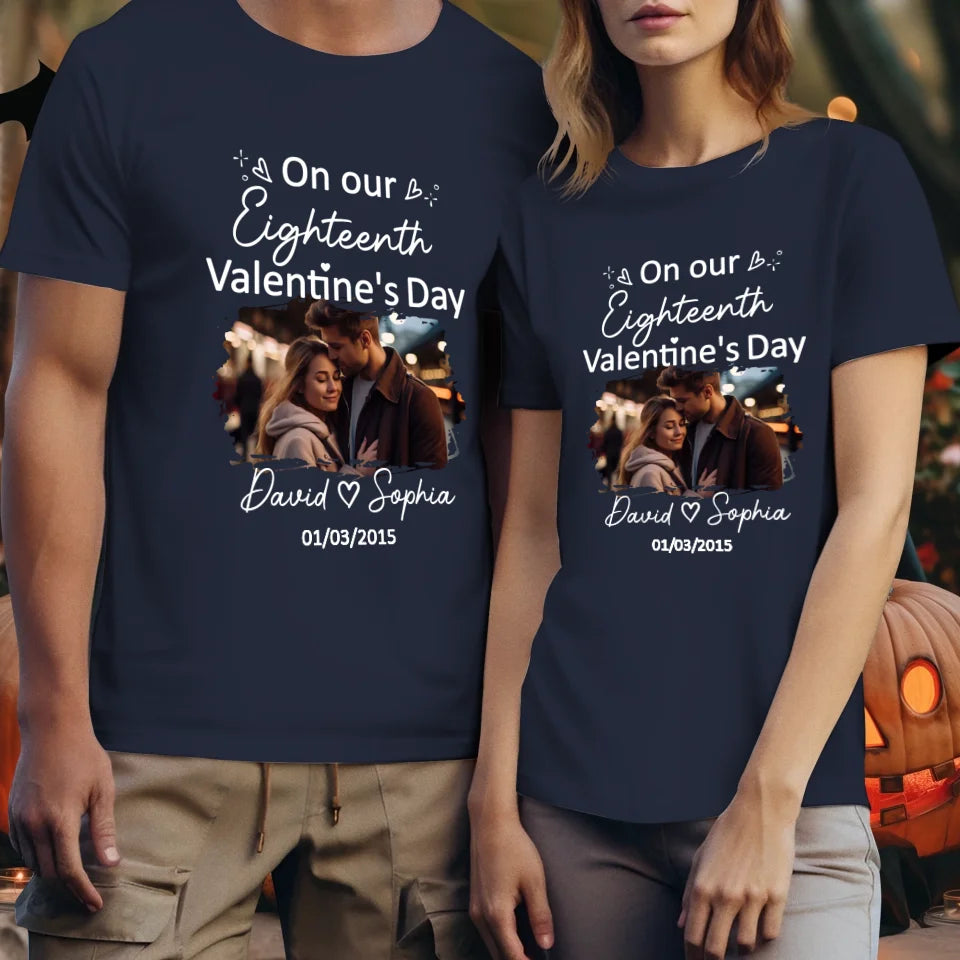 Celebrating Valentine's Day Together: Our Love - Personalized Gifts For Couples - Unisex T-Shirt