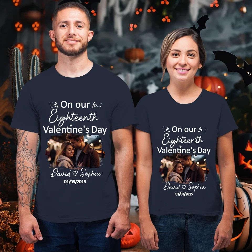 Celebrating Valentine's Day Together: Our Love - Personalized Gifts For Couples - Unisex T-Shirt