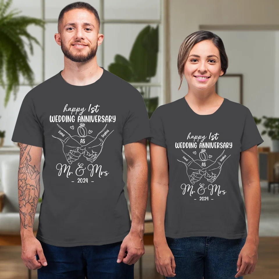 Wishing A Beautiful And Happy Wedding Anniversary - Personalized Gifts For Couples - Unisex T-Shirt