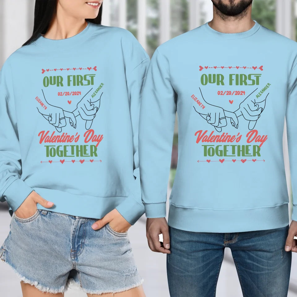 Our First Valentine's Day Together - Personalized Gifts For Couples - Unisex Sweater