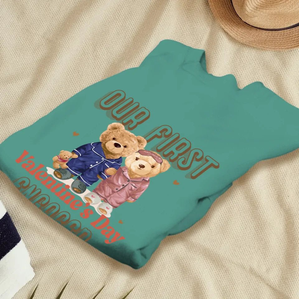 Our First Valentine's Day Engaged - Personalized Gifts For Couples - Unisex Sweater