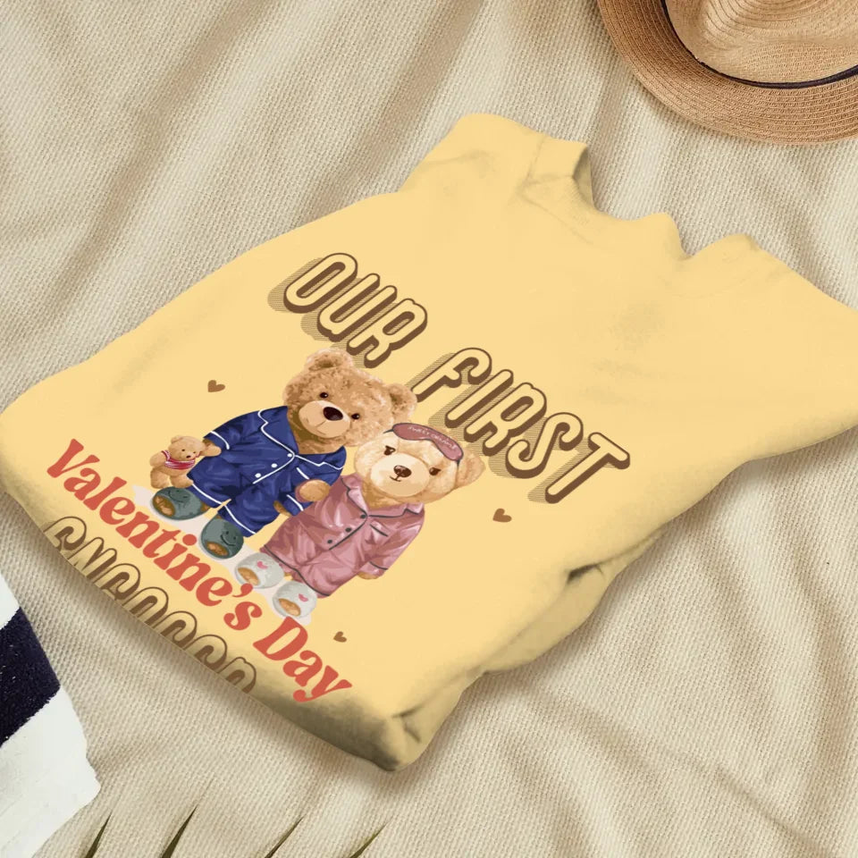 Our First Valentine's Day Engaged - Personalized Gifts For Couples - Unisex Sweater