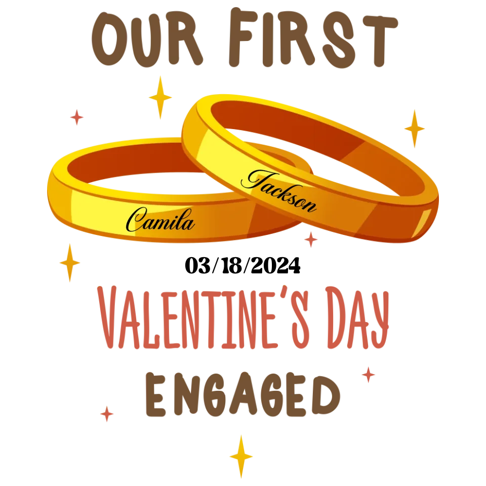 Our First Valentine's Day Engaged Golden Ring - Personalized Gifts For Couples - Unisex Sweater