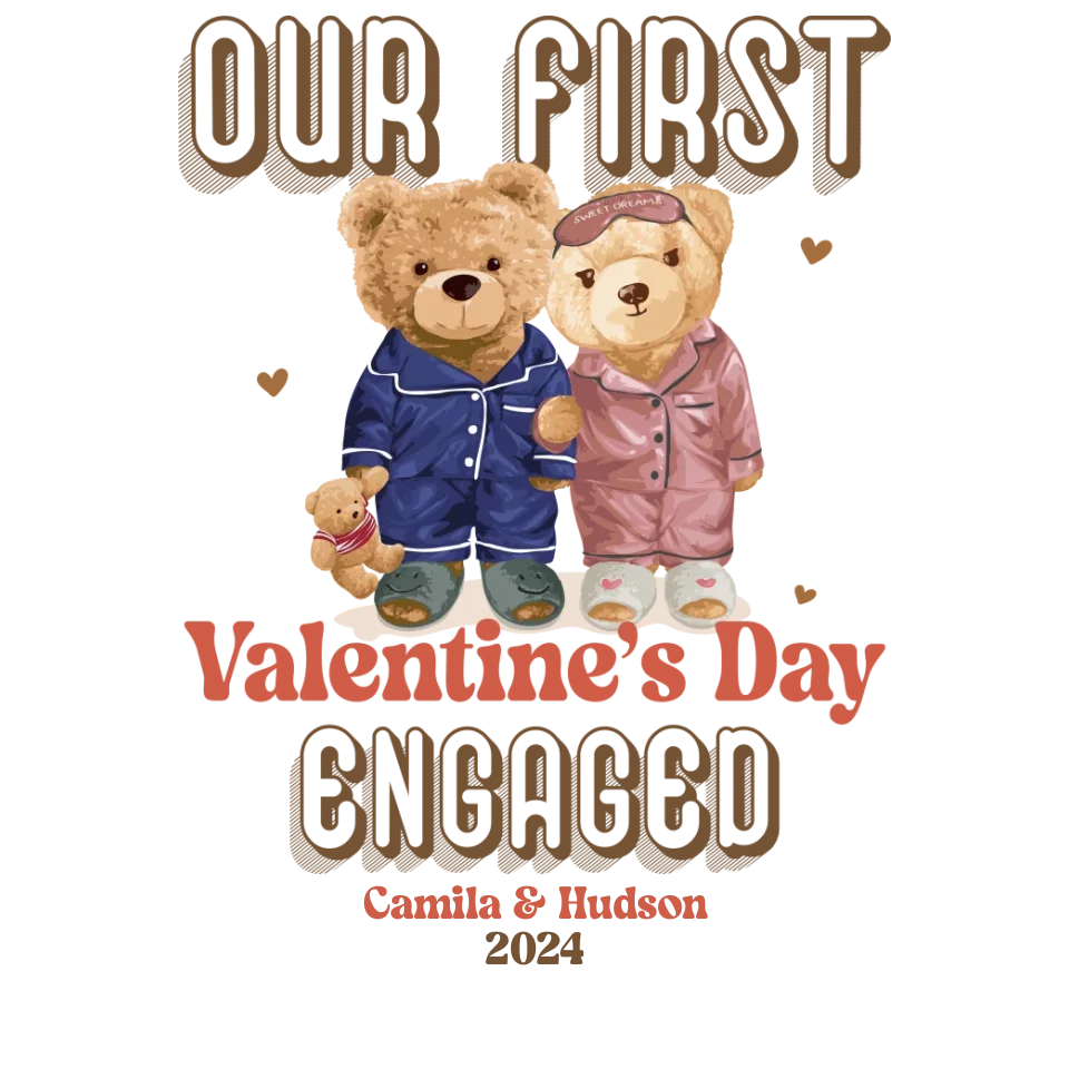 Our First Valentine's Day Engaged - Personalized Gifts For Couples - Unisex T-Shirt