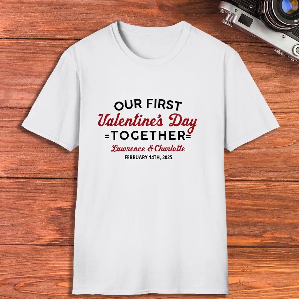 Our First Valentine's Day Together, Vintage Style - Personalized Gifts For Couples - Unisex T-Shirt