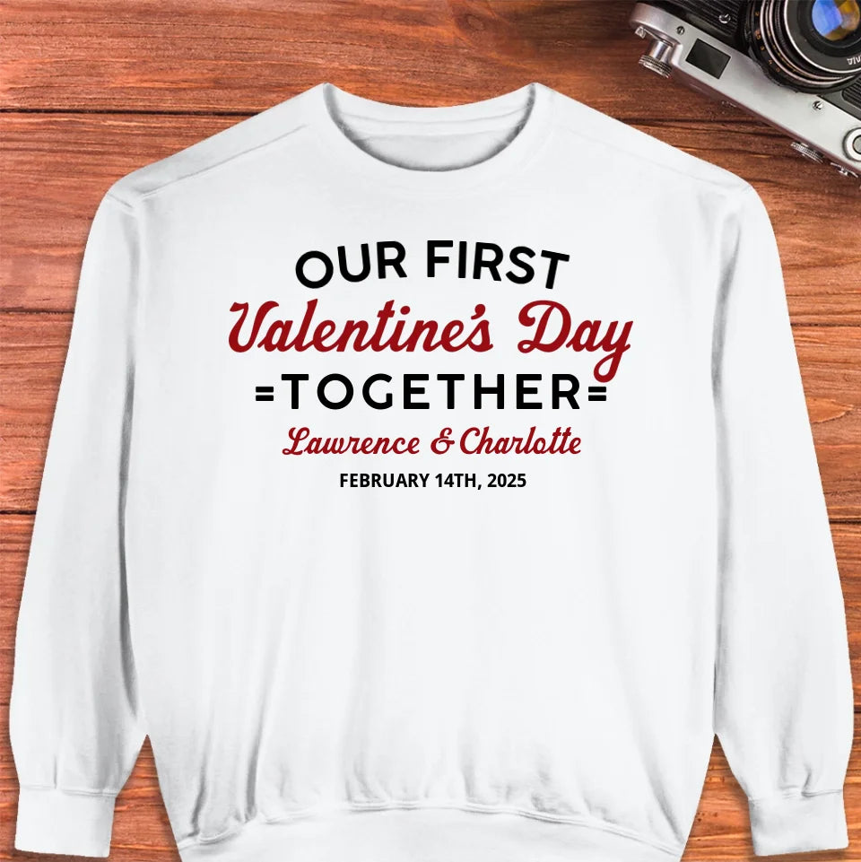 Our First Valentine's Day Together, Vintage Style - Personalized Gifts For Couples - Unisex Sweater