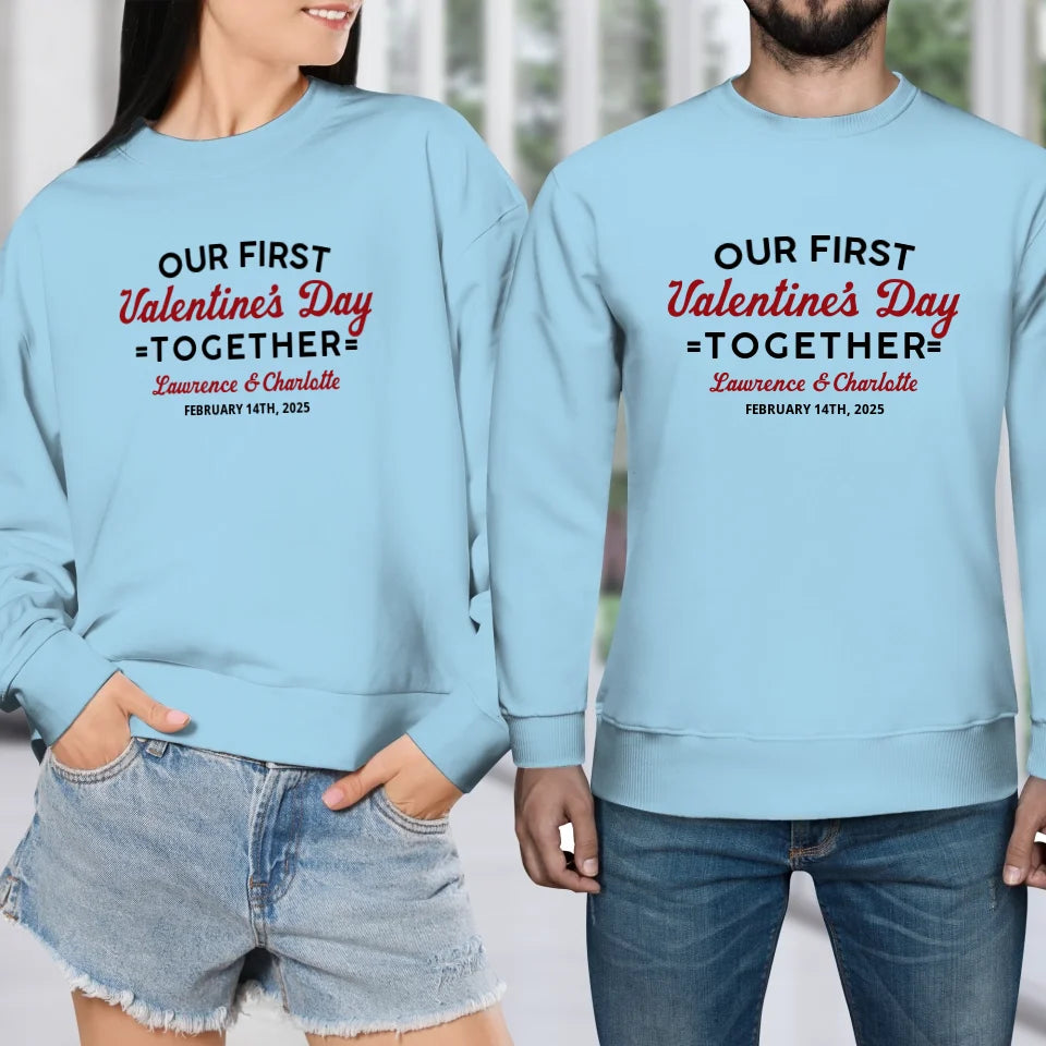 Our First Valentine's Day Together, Vintage Style - Personalized Gifts For Couples - Unisex Sweater