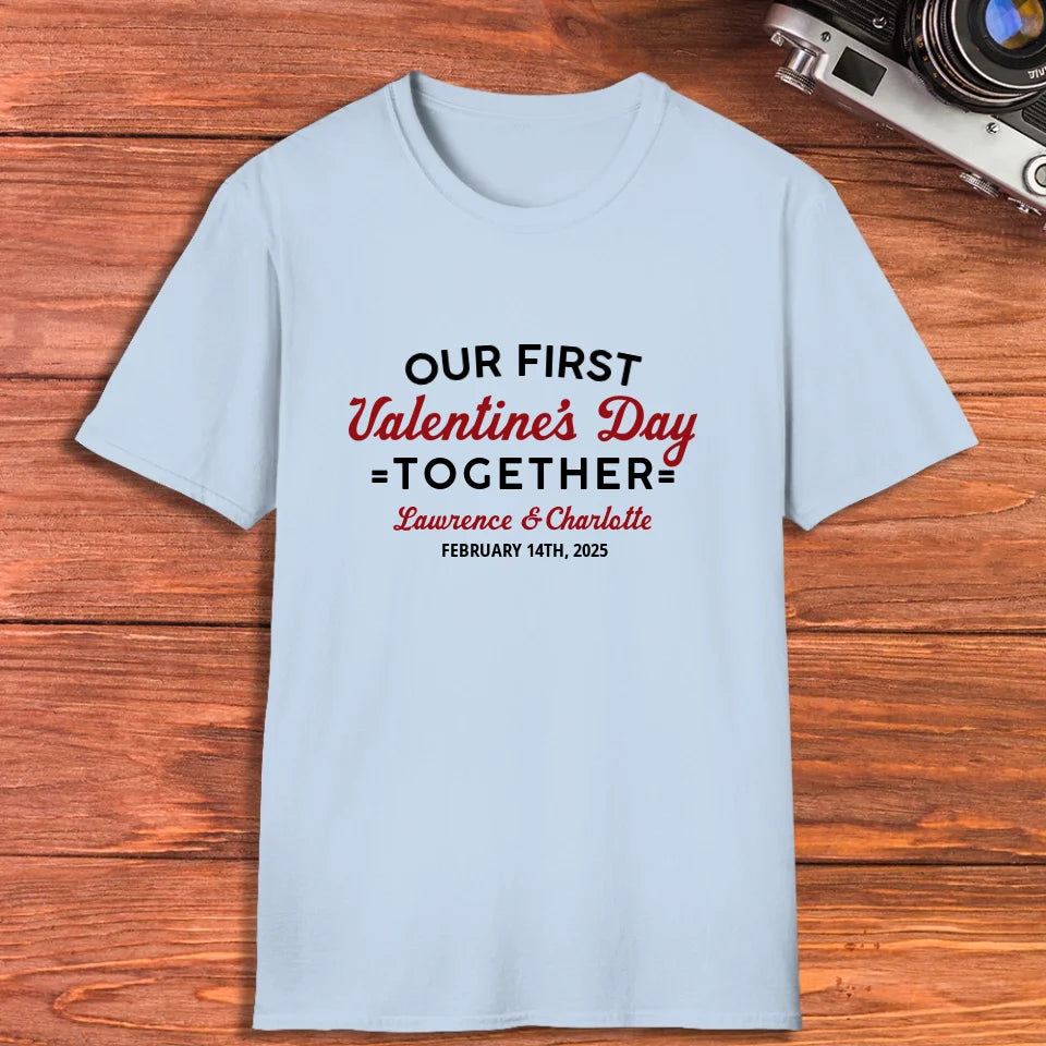 Our First Valentine's Day Together, Vintage Style - Personalized Gifts For Couples - Unisex T-Shirt