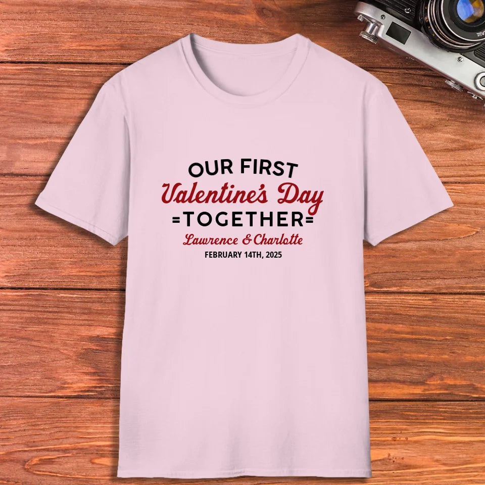 Our First Valentine's Day Together, Vintage Style - Personalized Gifts For Couples - Unisex T-Shirt