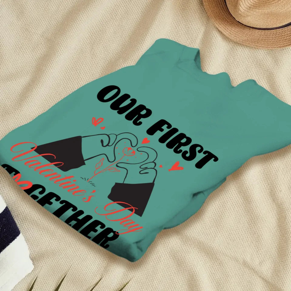 Our First Valentine's Day Together, Heart Hand - Personalized Gifts For Couples - Unisex Sweater