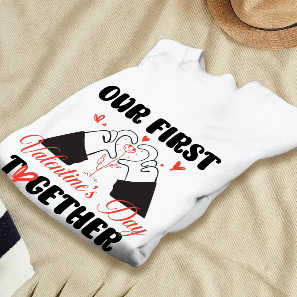 Our First Valentine's Day Together, Heart Hand - Personalized Gifts For Couples - Unisex Sweater