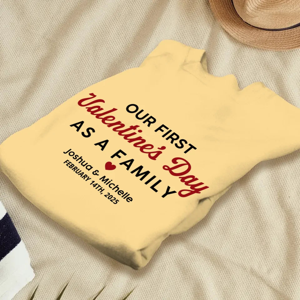 Our First Valentine's Day As Family, Vintage Style - Personalized Gifts For Couples - Unisex Sweater