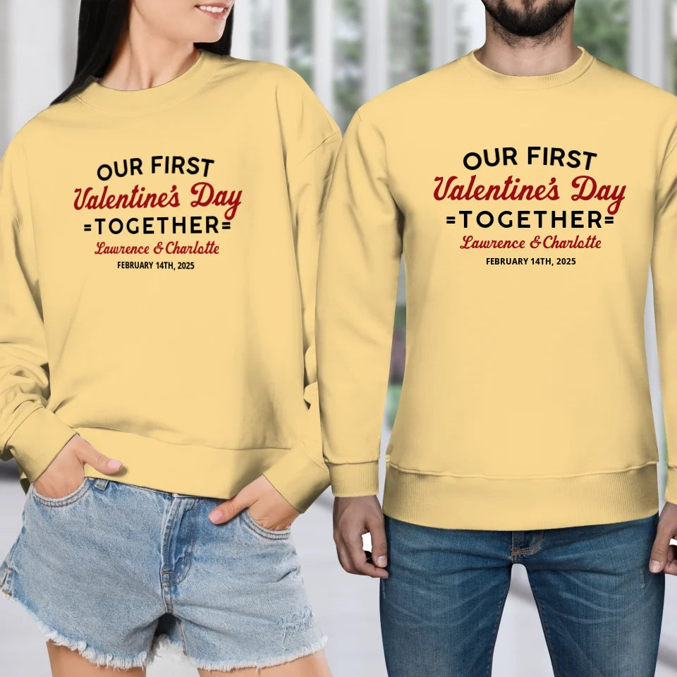 Our First Valentine's Day Together, Vintage Style - Personalized Gifts For Couples - Unisex Sweater