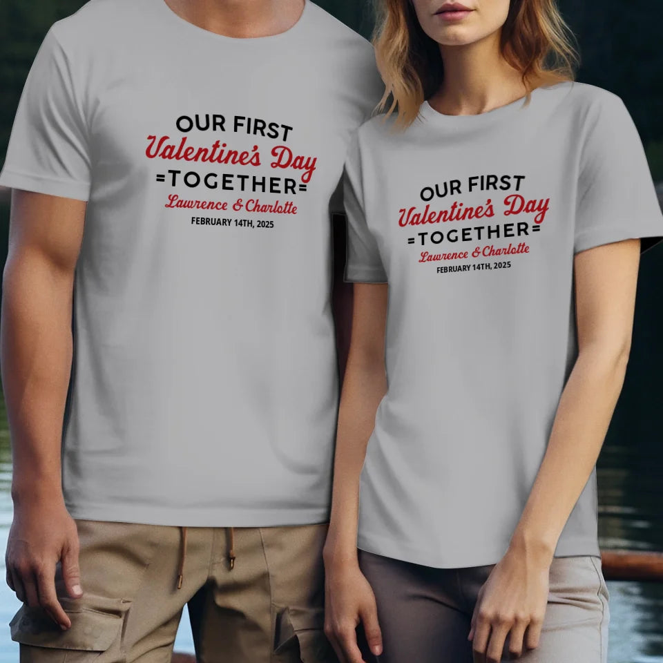 Our First Valentine's Day Together, Vintage Style - Personalized Gifts For Couples - Unisex T-Shirt