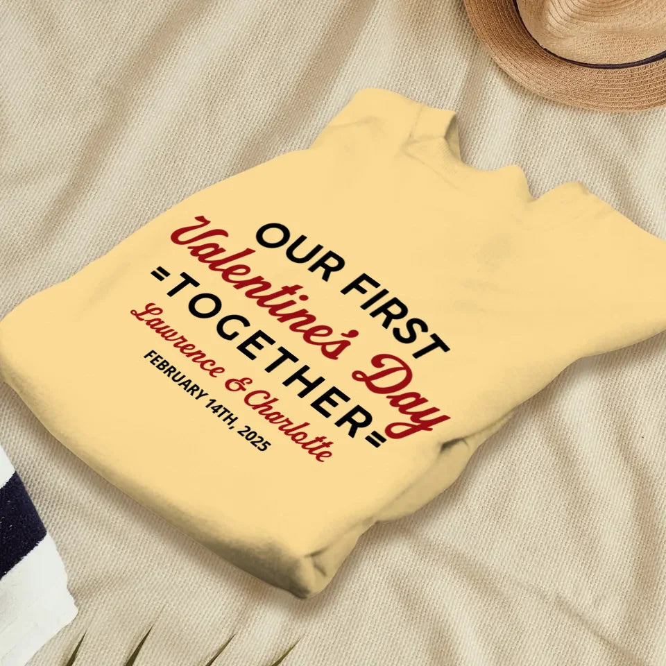 Our First Valentine's Day Together, Vintage Style - Personalized Gifts For Couples - Unisex Sweater