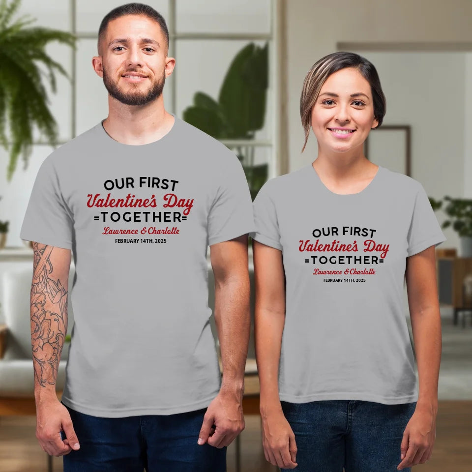 Our First Valentine's Day Together, Vintage Style - Personalized Gifts For Couples - Unisex T-Shirt