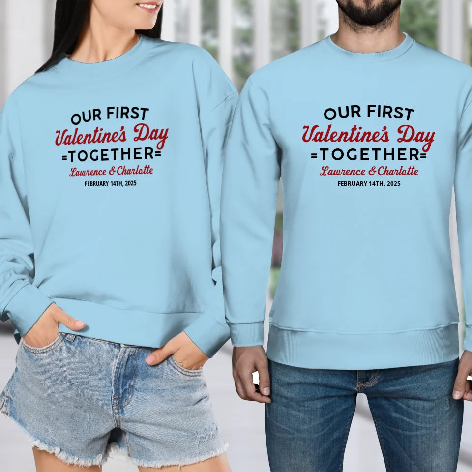 Our First Valentine's Day Together, Vintage Style - Personalized Gifts For Couples - Unisex Sweater