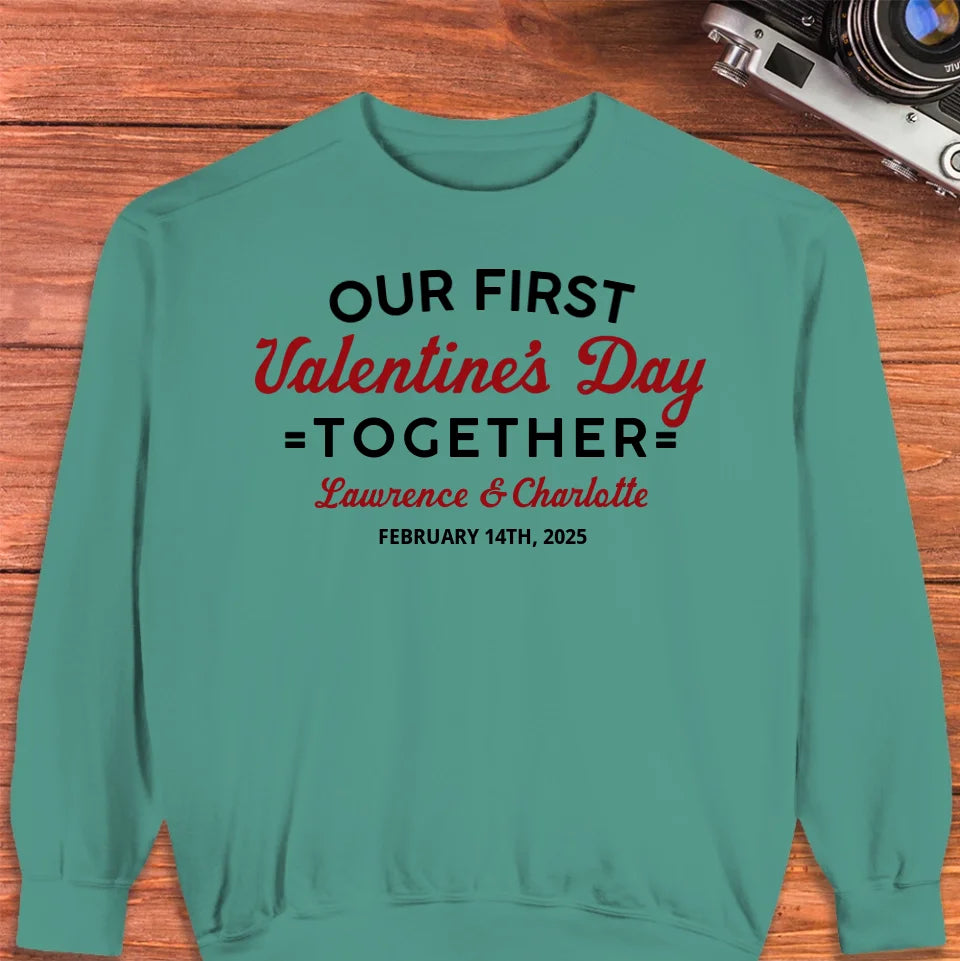 Our First Valentine's Day Together, Vintage Style - Personalized Gifts For Couples - Unisex Sweater