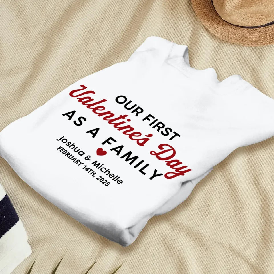 Our First Valentine's Day As Family, Vintage Style - Personalized Gifts For Couples - Unisex Sweater