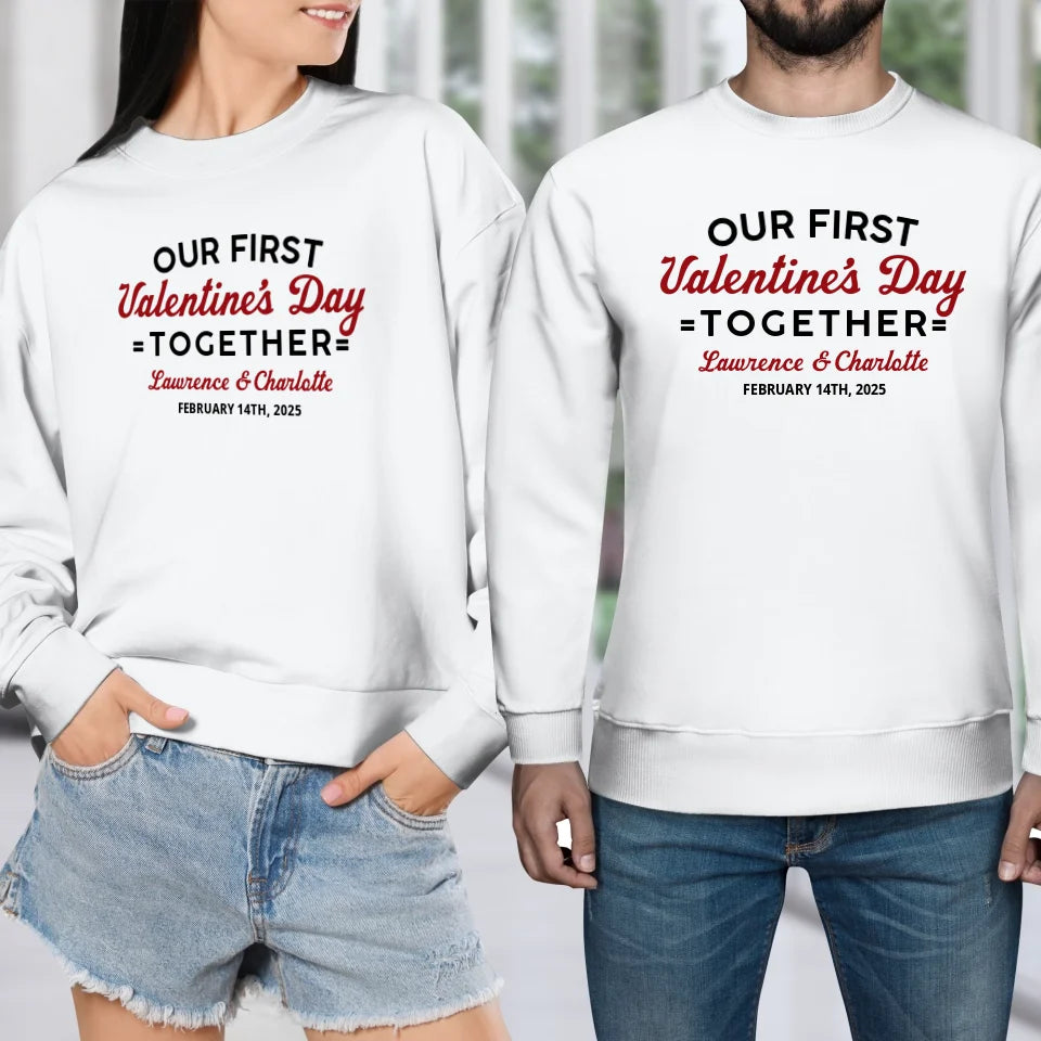 Our First Valentine's Day Together, Vintage Style - Personalized Gifts For Couples - Unisex Sweater