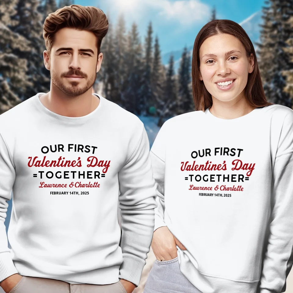 Our First Valentine's Day Together, Vintage Style - Personalized Gifts For Couples - Unisex Sweater