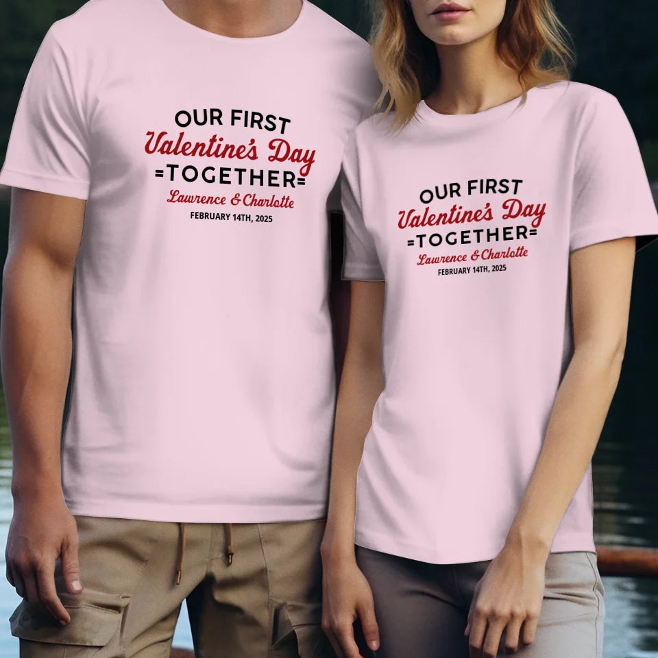 Our First Valentine's Day Together, Vintage Style - Personalized Gifts For Couples - Unisex T-Shirt