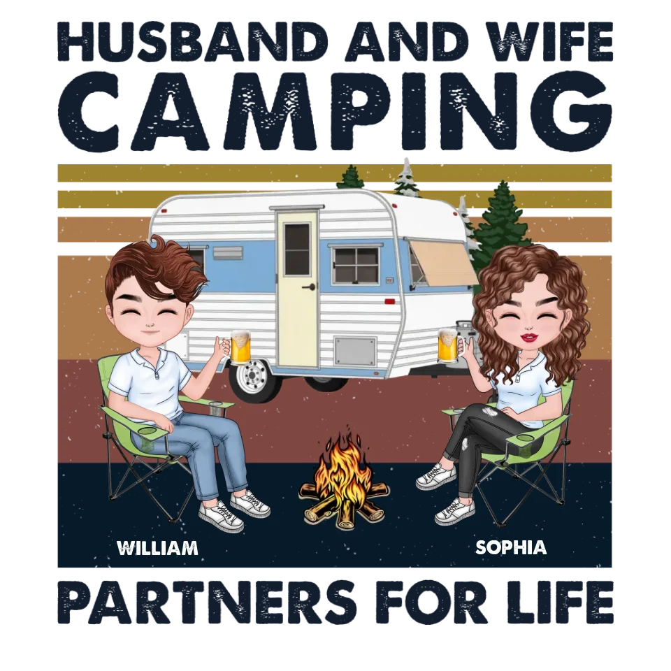 Husband And Wife Camping Partners For Life - Personalized Gifts For Couples - Unisex Sweater