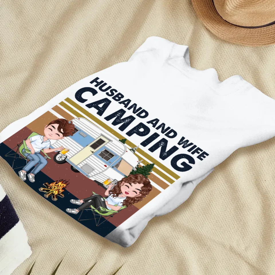 Husband And Wife Camping Partners For Life - Personalized Gifts For Couples - Unisex Sweater